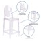 Emma and Oliver Ghost Counter Stool in Transparent Crystal with Oval Back